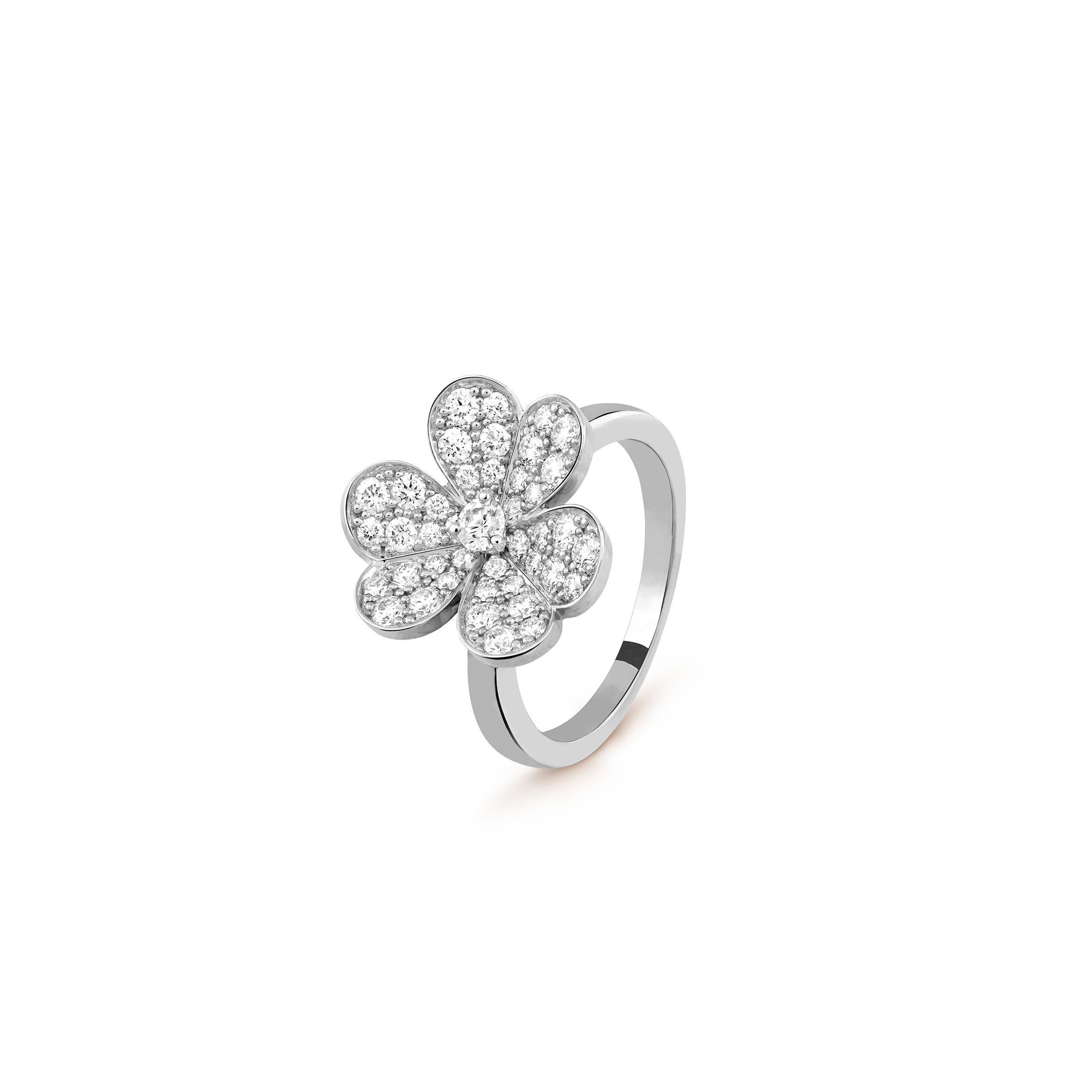 V*N CL*F arpels frivole ring, 1 flower - white gold, diamond  vcard31600
